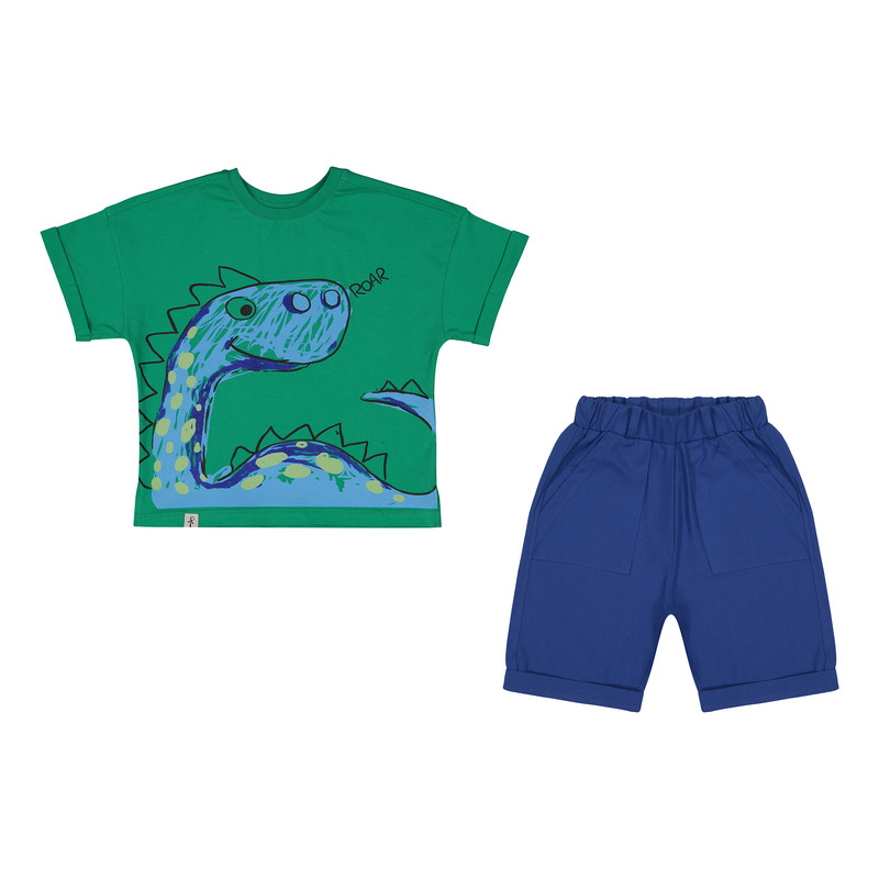 ست تی شرت و شلوارک پسرانه سون پون مدل 13911092 رنگ سبز