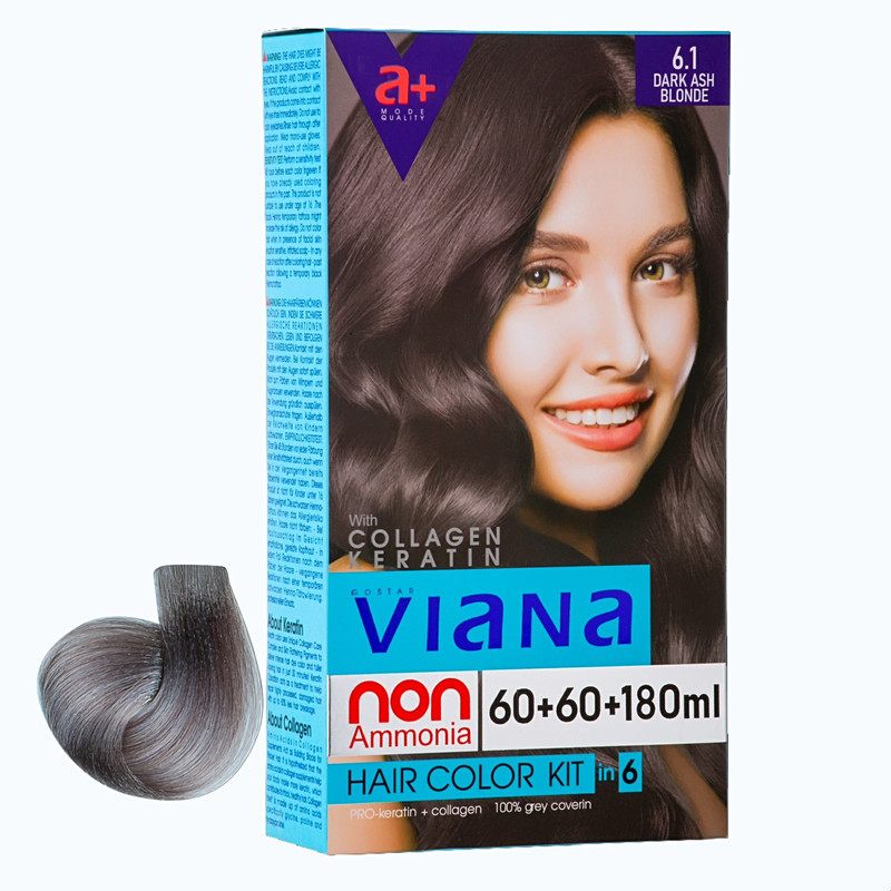 خرید و قیمت کیت رنگ مو ویانا شماره 6.1 حجم 120 میلی لیتر رنگ بلوند تیره خاکستری