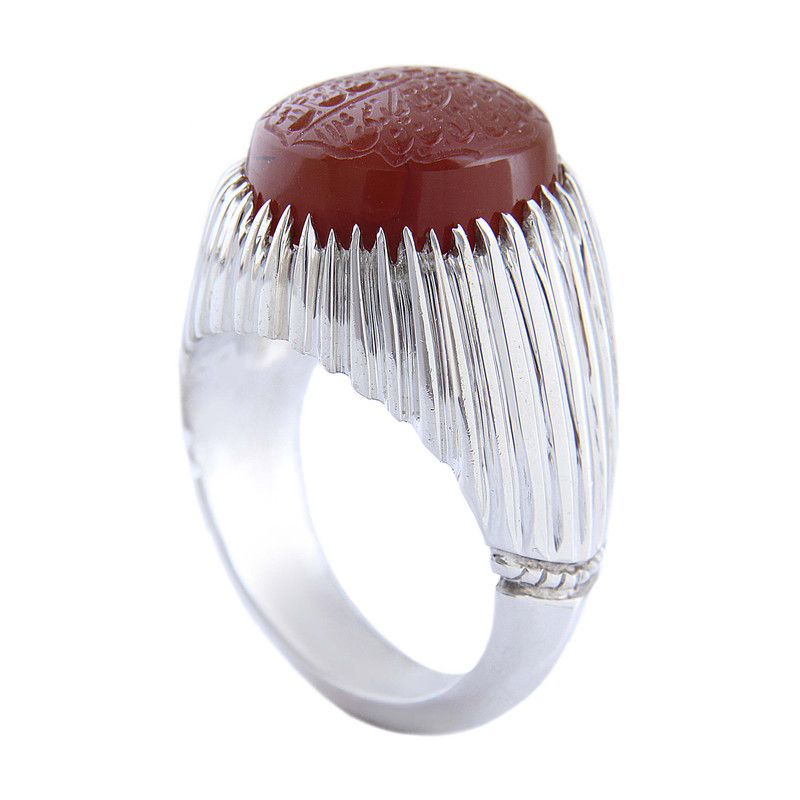 خرید و قیمت انگشتر نقره مردانه بازرگانی میلادی مدل رکاب شیاری دستساز عقیق یمنی کلکسیونی کد AM_4663