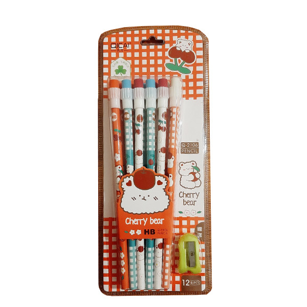 مداد مشکی مدل cherry مجموعه 13 عددی به همراه تراش
