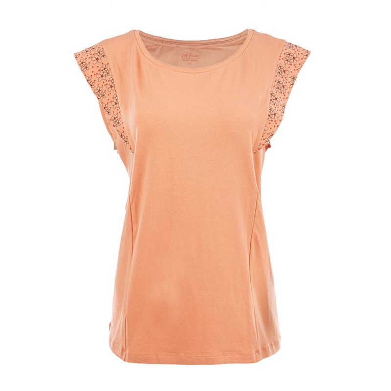 تی شرت آستین کوتاه زنانه جوتی جینز مدل یقه گرد کد 1551536 رنگ گلبهی روشن