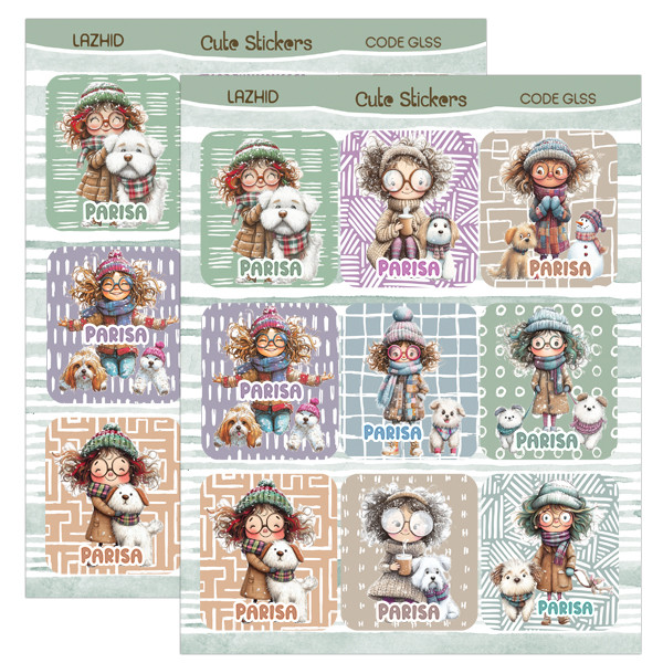 خرید و قیمت برچسب لاژید مدل اسم پریسا طرح دختر عینکی بسته 2 عددی