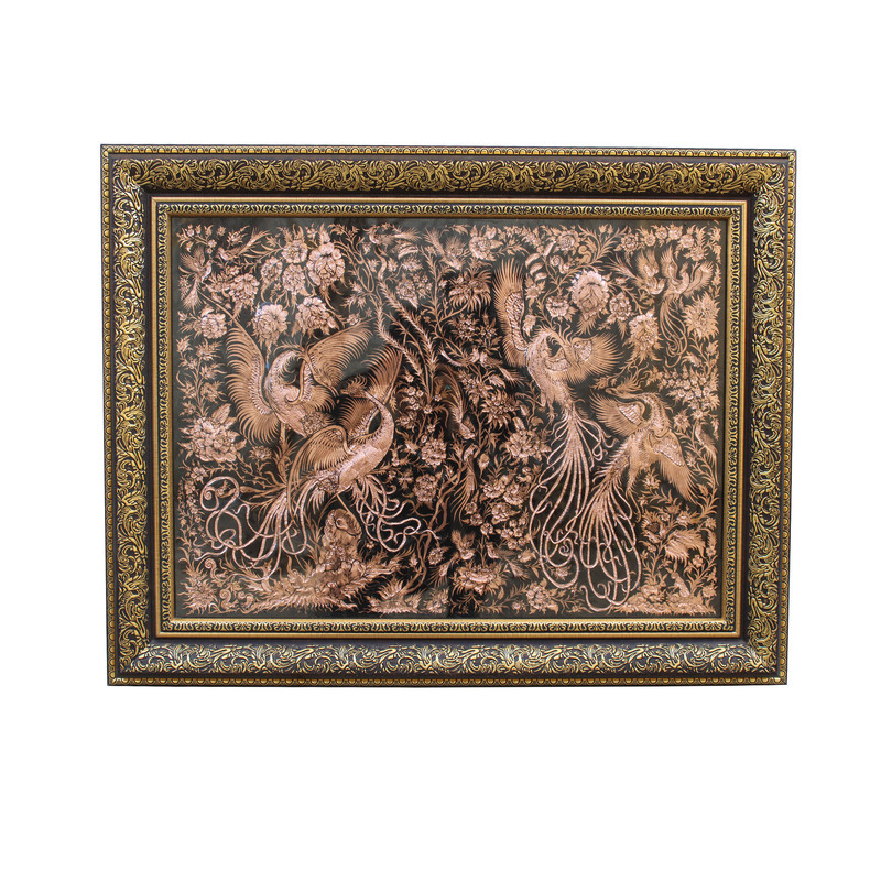 تابلو قلمزنی مدل گل و مرغ کد b102