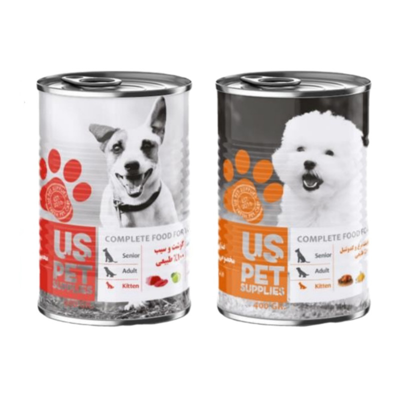 کنسرو سگ پاپی یو اس پت مدل PACK وزن 400 گرم مجموعه 2 عددی