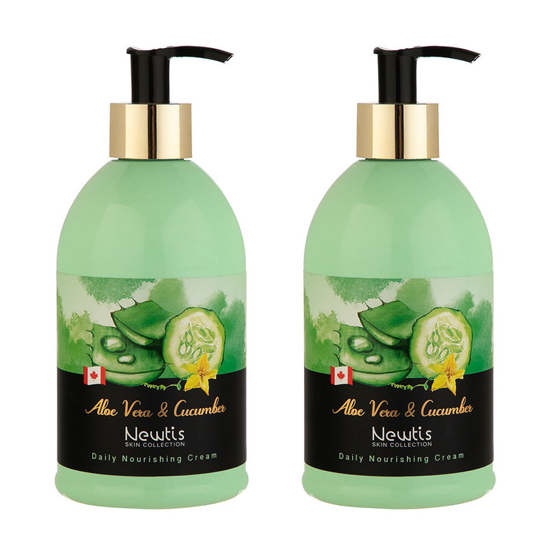 کرم مرطوب کننده دست و صورت نیوتیس مدل آلوئهورا مناسب انواع پوست حجم 500 میلی لیتر بسته دو عددی