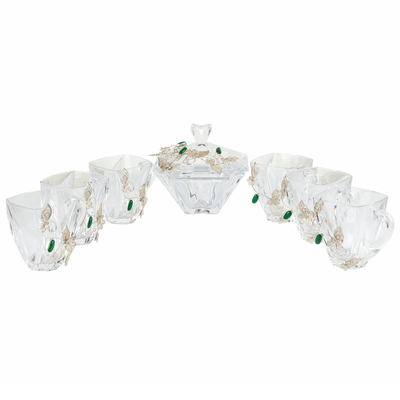 سرویس چایخوری 8 پارچه ملیله کاری مدل C.S.G. 10056