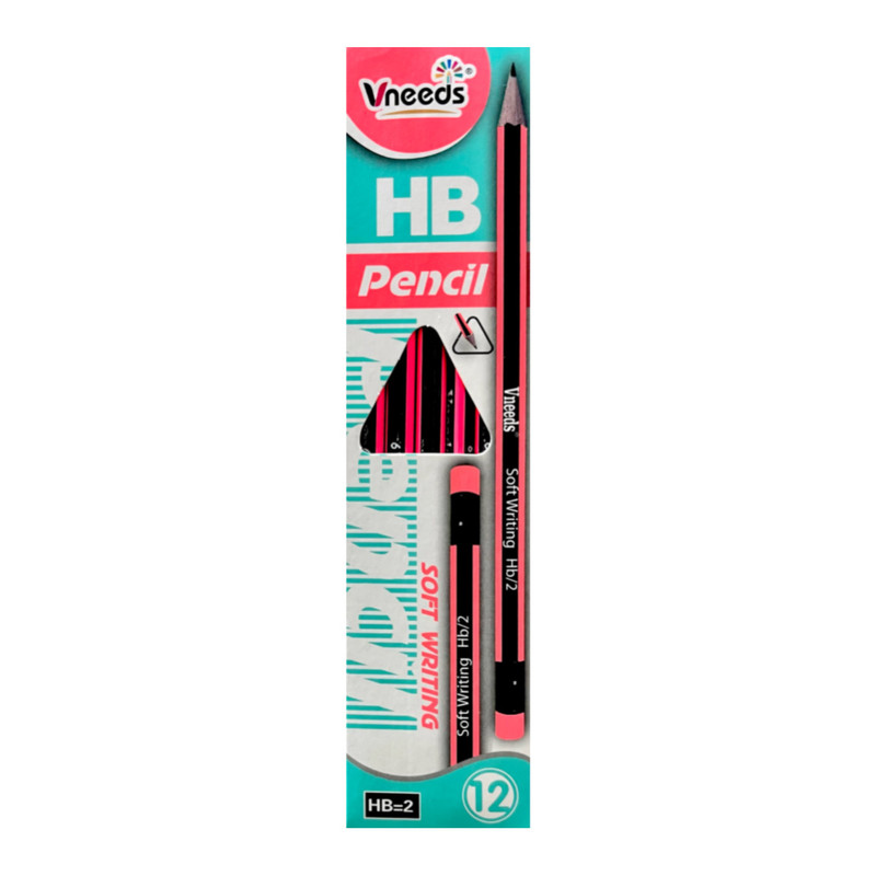 مداد مشکی مدل پاک کن دار Vneeds بسته 12 عددی