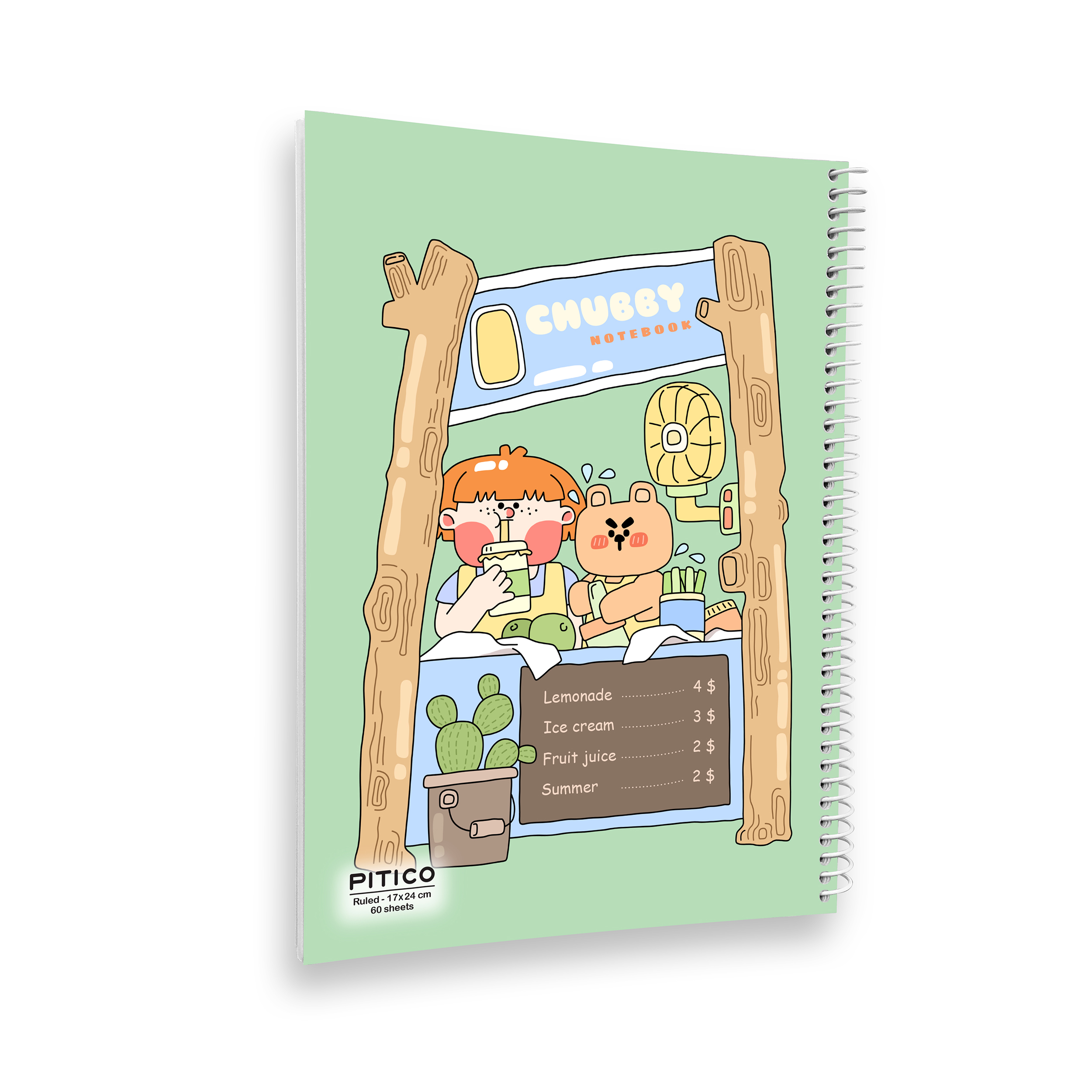 دفتر مشق 60 برگ پیتیکو مدل پسر بستنی فروش