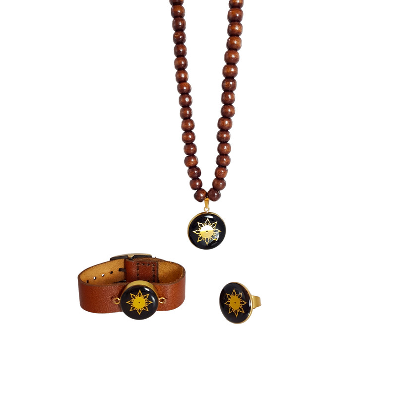 خرید و قیمت نیم ست زیورآلات دستساز مردانه طرح خورشید کد 7024