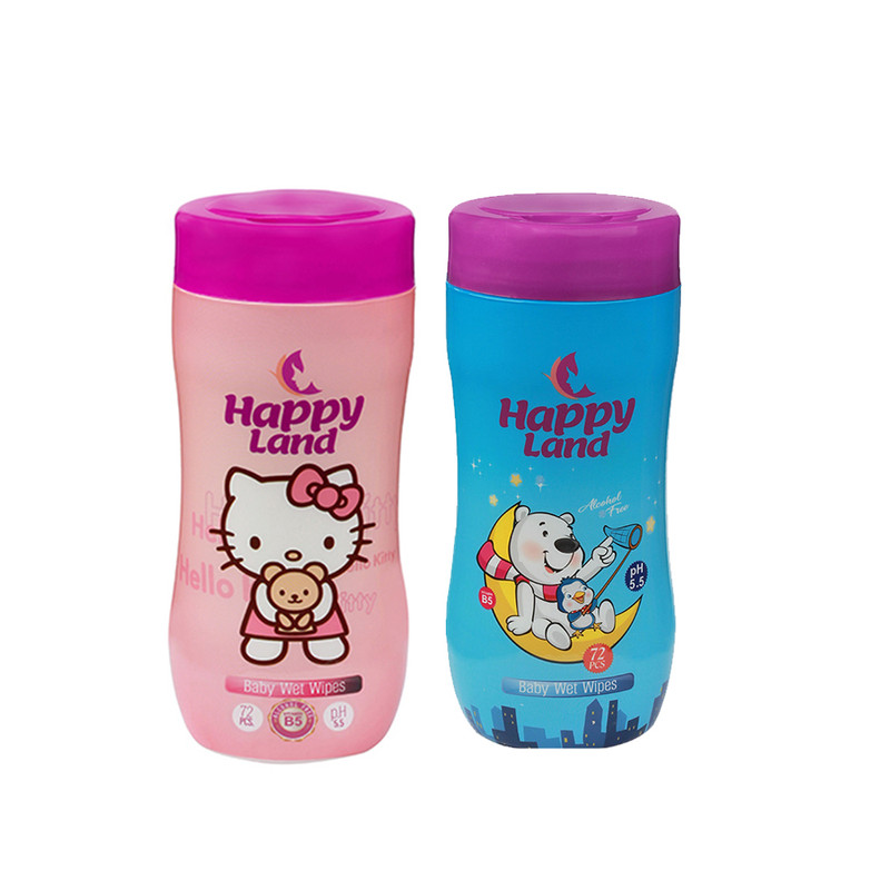 دستمال مرطوب کودک هپی لند مدل استوانه عصاره آووکادو و کالندولا بسته 2 عددی