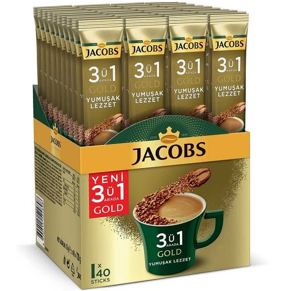 قهوه فوری 3 در 1 ملایم جاکوبز گلد -520 گرم بسته 40 عددی
