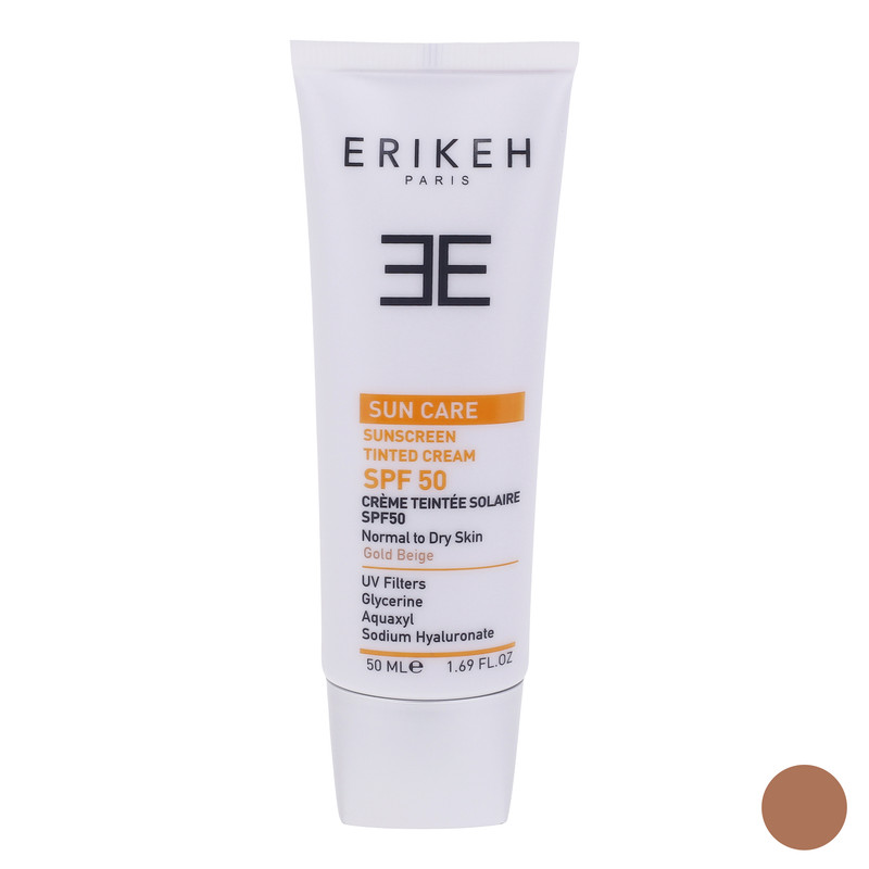 کرم ضد آفتاب رنگی اریکه مدل SPF50 مناسب انواع پوست حجم 50 میلیلیتر