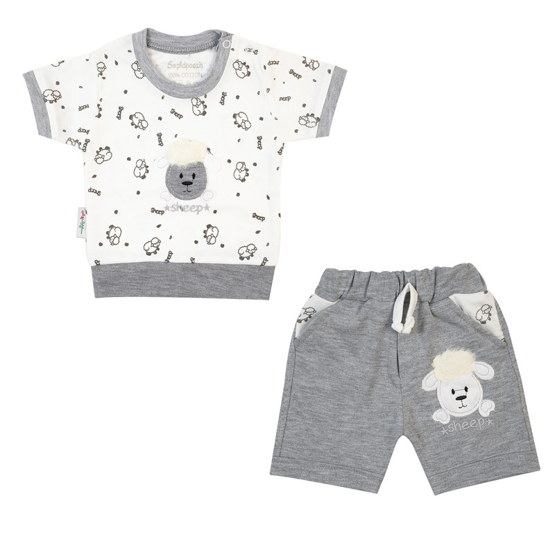 خرید و قیمت ست تی شرت و شلوارک نوزادی سپیدپوش مدل بره کد 1403112101