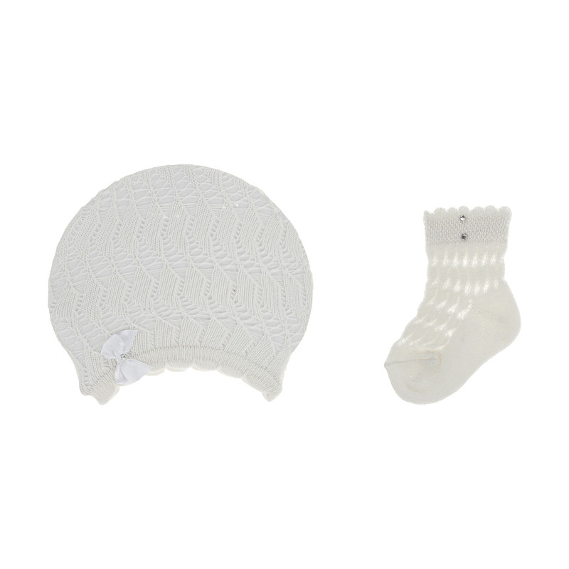 ست پاپوش و کلاه بافتنی نوزادی فیورلا مدل 4349-42