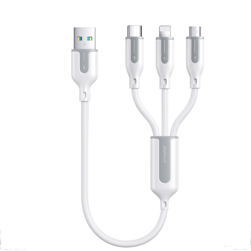 کابل تبدیل USB به لایتنینگ/USB-C/microUSB جوی روم مدل A15 3.5A طول 0.30 متر