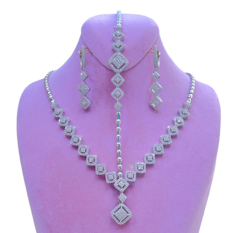 نیم ست نقره زنانه مدل امرالدکات کد 000183