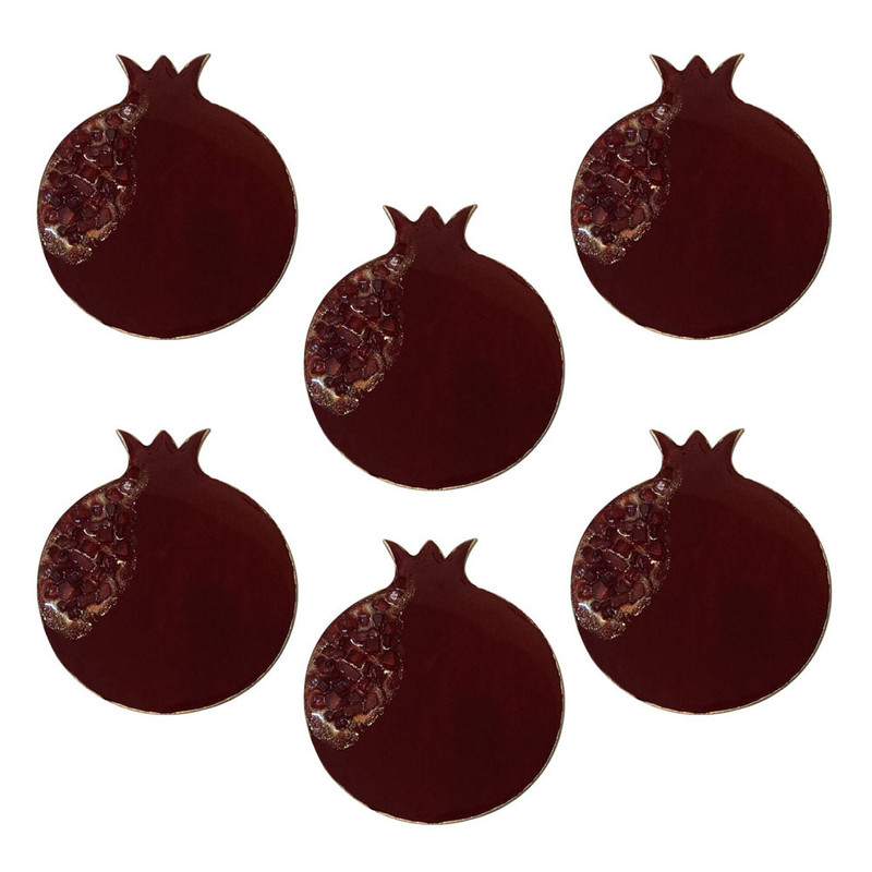 زیر لیوانی رزینی مدل انار کد SR-135 مجموعه 6 عددی