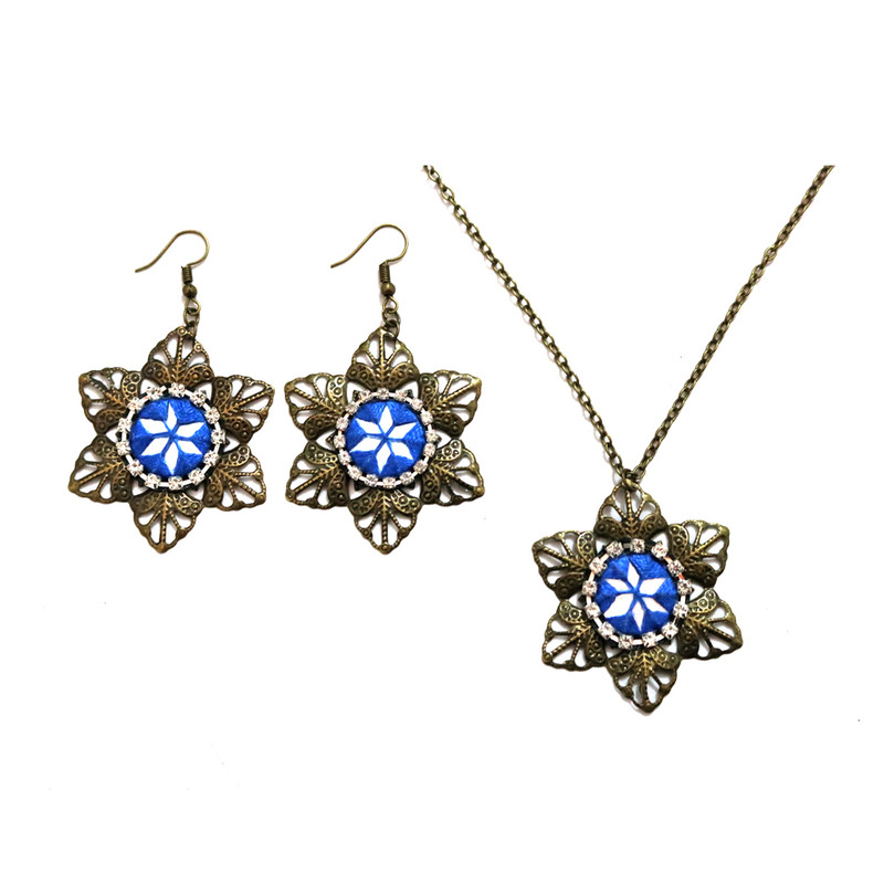 ست زیورآلات دست ساز زنانه شیک دوچ مدل آینه دوزی بلوچی کد 02