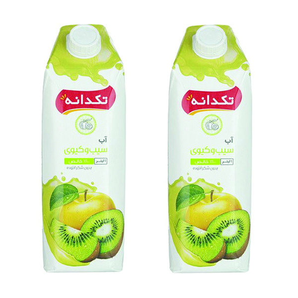 آب سیب و کیوی تکدانه - 1 لیتر بسته 2 عددی