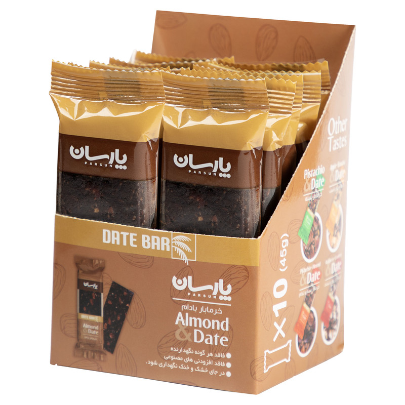خرمابار بادام پارسان - 45 گرم بسته 10 عددی