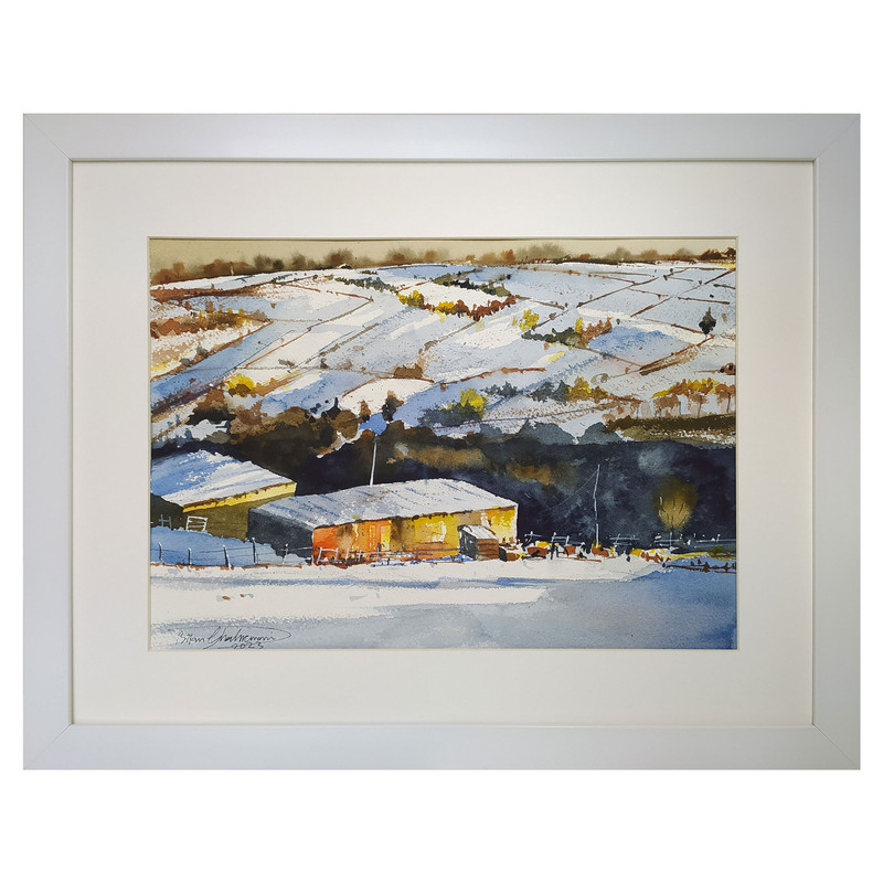 تابلو نقاشی آبرنگ طرح منظره برفی کد 49