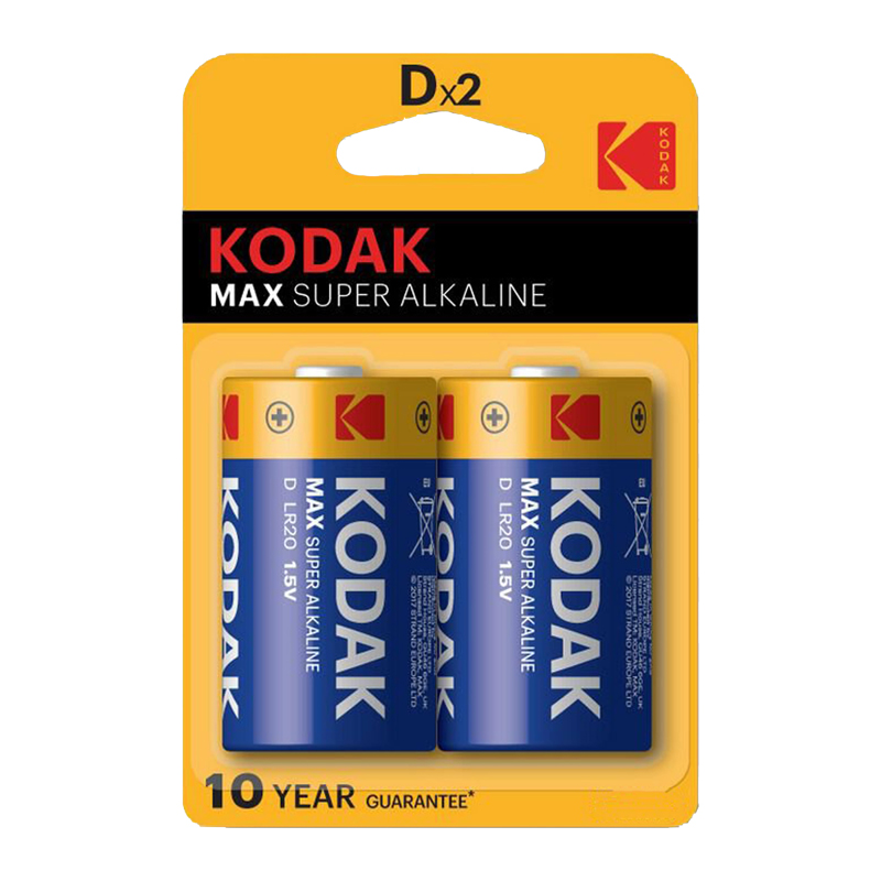 خرید و قیمت باتری سایز D کداک مدل MAX SUPER ALKALINE بسته دو عددی