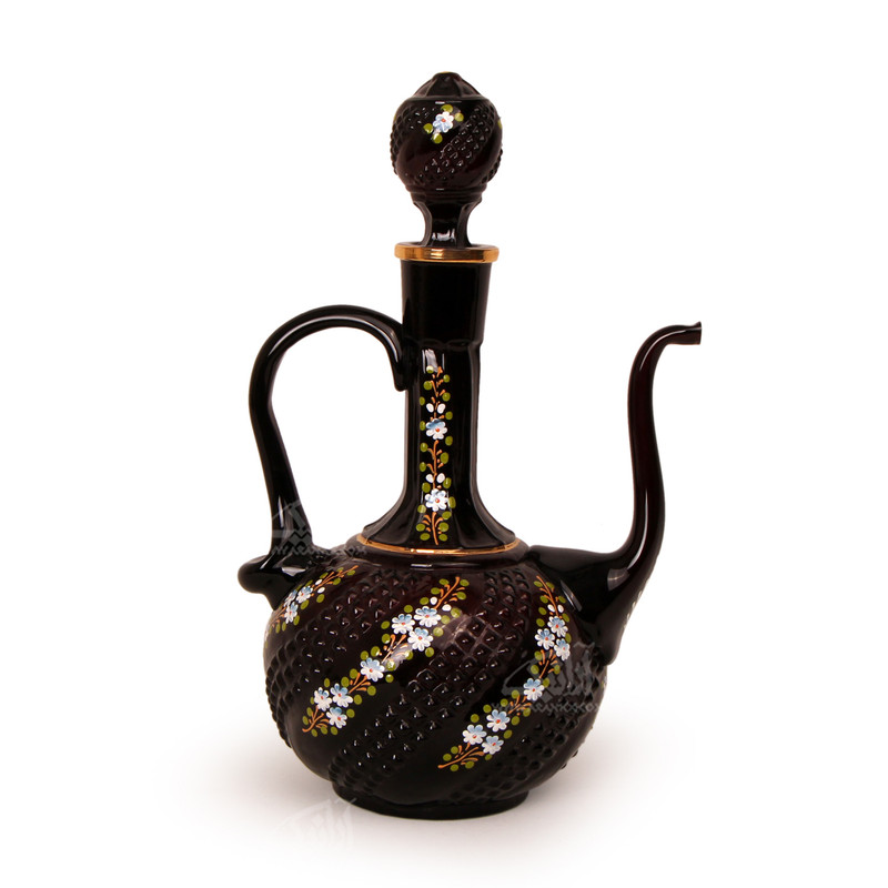 گلاب ریز آبگینه مینای شیشه رنگ بنفش تیره طرح یاس مدل 1002600005