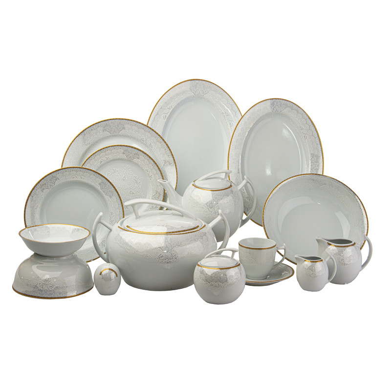 خرید و قیمت سرویس غذاخوری 85 پارچه چینی توس ایران قالب پاویون مدل لیوزا درجه یک