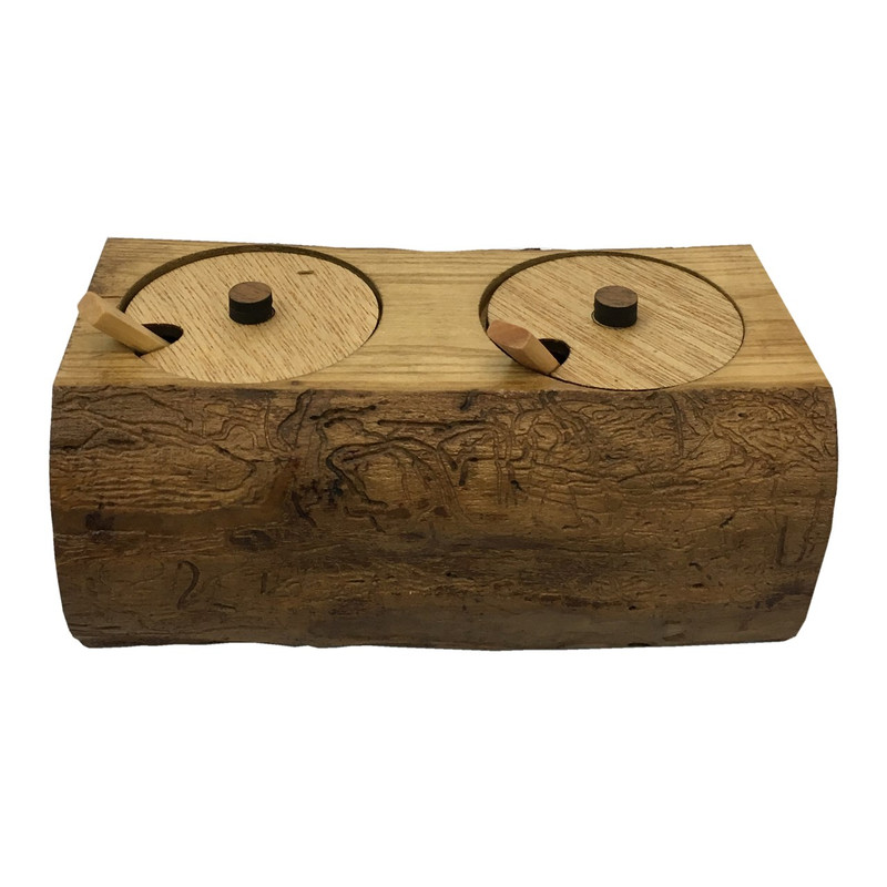 خرید و قیمت جا ادویه ای 2 پارچه آرونی چوب طرح روستیک مدل MIKA