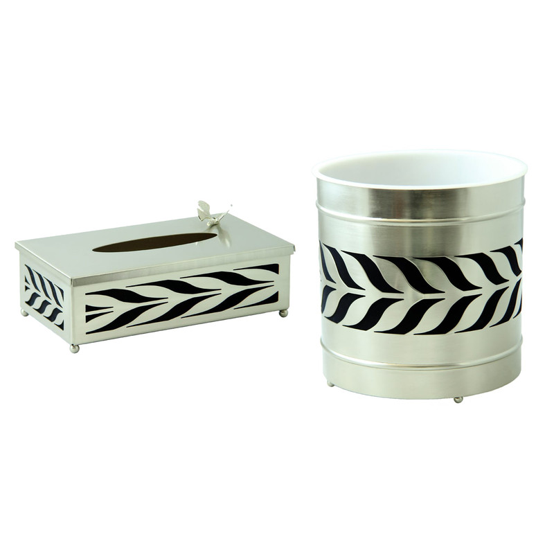 خرید و قیمت ست سطل و جای دستمال سالی نو مدل برگ زیتون کد N-551