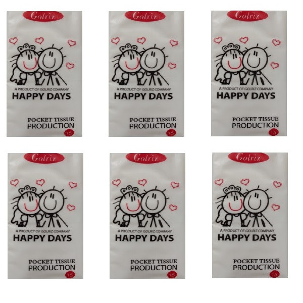 دستمال کاغذی جیبی 15 برگ گلریز مدل soft بسته 6 عددی