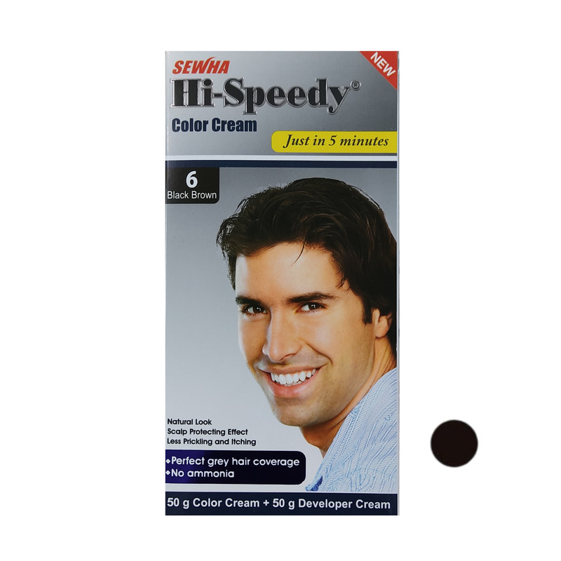 کیت رنگ مو های اسپیدی شماره 6 حجم ۵۰ میلی لیتر رنگ قهوه ای تیره