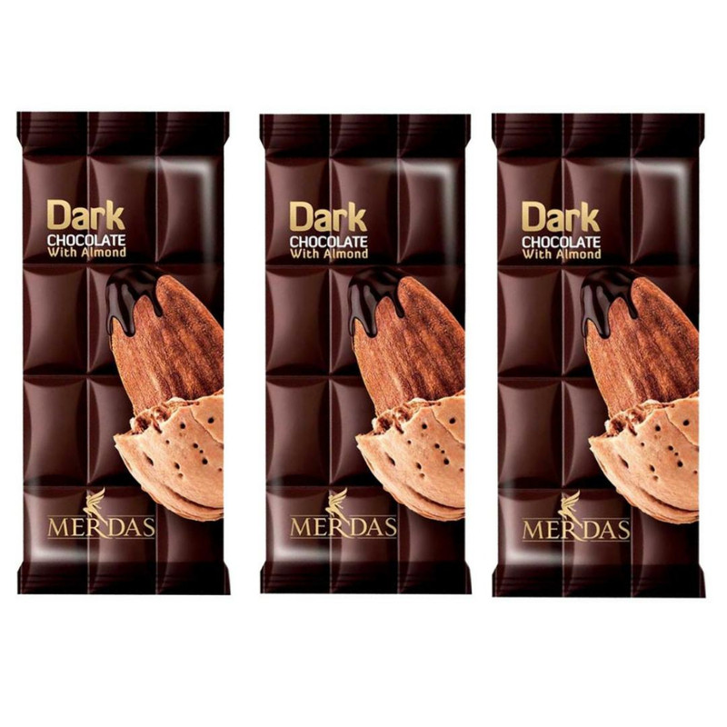 شکلات تابلت با مغز فندوق مرداس - 70 گرم بسته 3 عددی