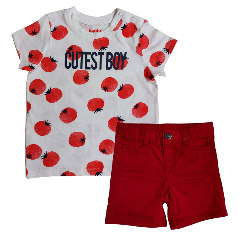 ست تی شرت و شلوارک بچگانه لوپیلو مدل اسپرت رنگ قرمز