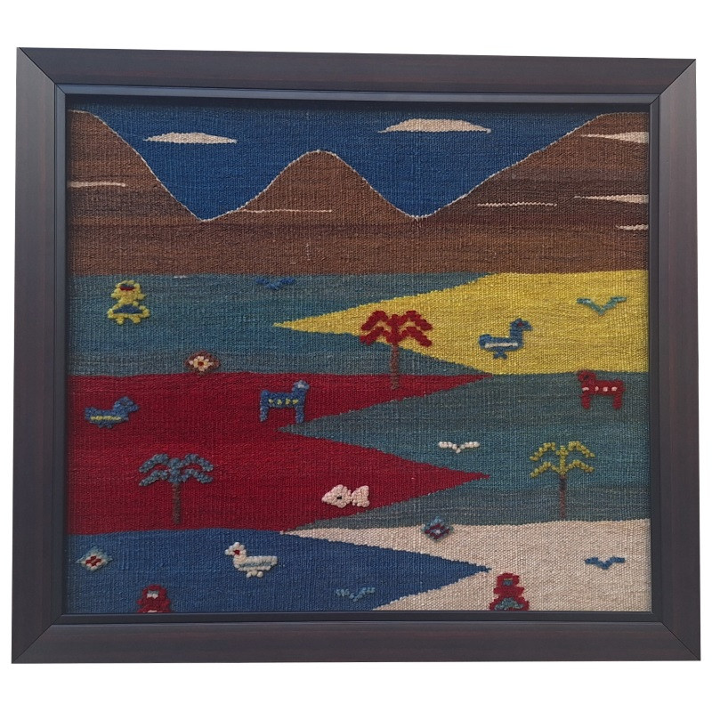 تابلو فرش دستباف مدل گلیم گبه طرح حیوان و منظره کد GAGHA2