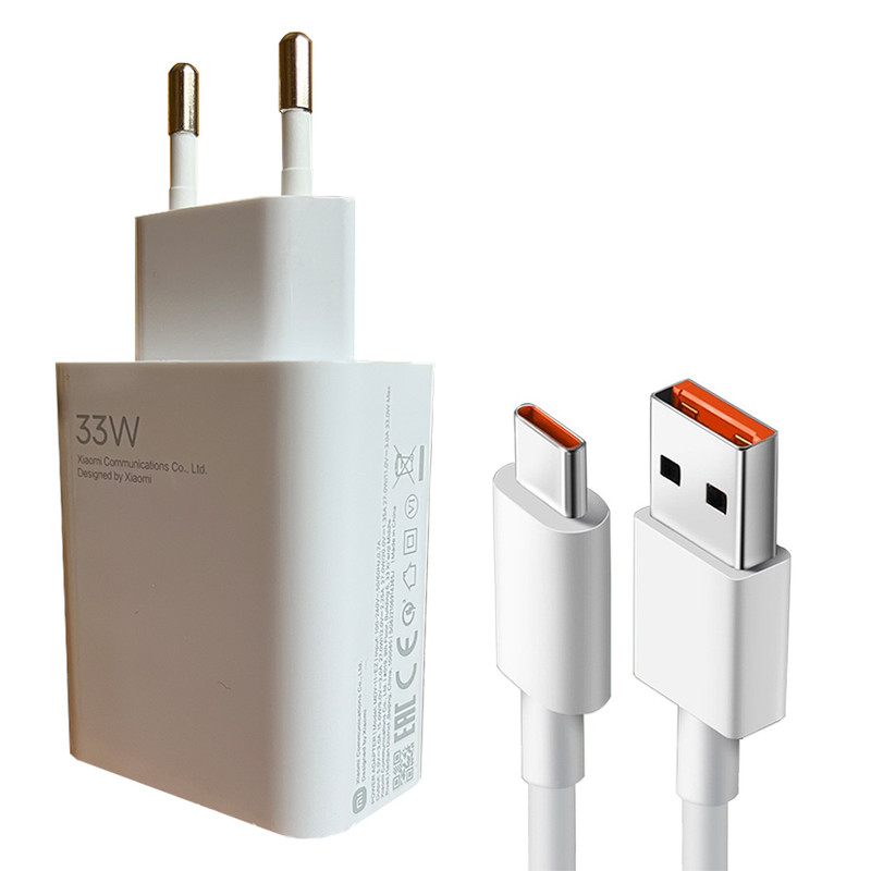 خرید و قیمت شارژر دیواری 33 وات توربو مدل NOTE 10 pro به همراه کابل تبدیل USB-C