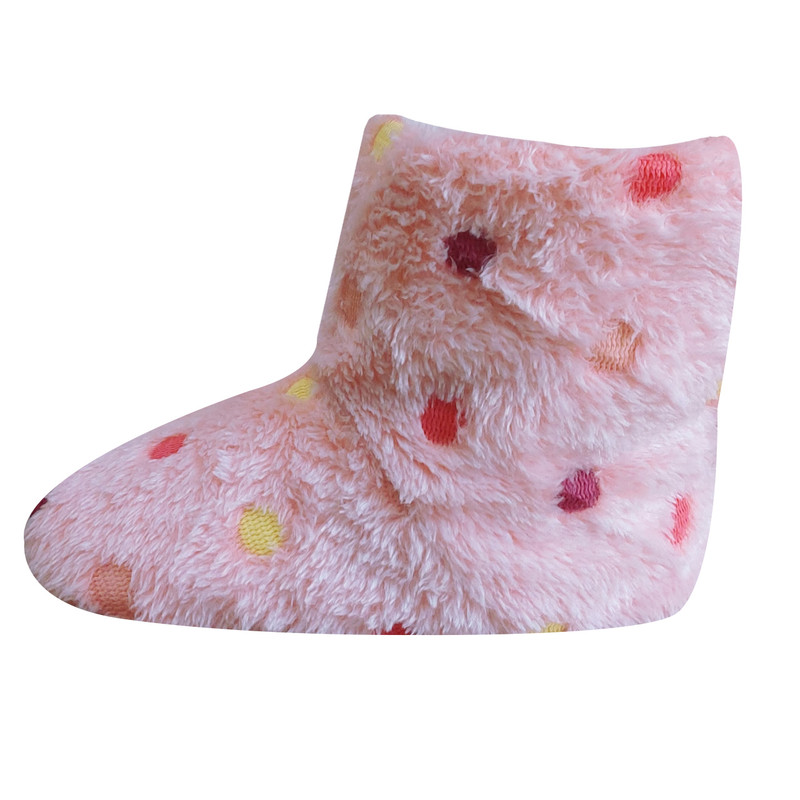 پاپوش دخترانه مدل زمستانی خال خالی رنگ صورتی