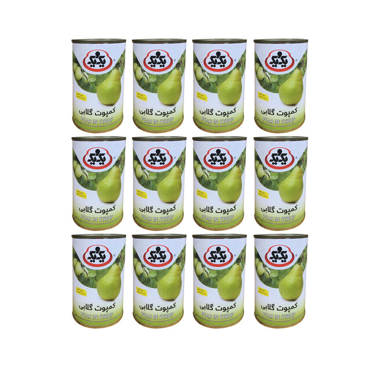 کمپوت گلابی یک و یک - 420 گرم بسته 12 عددی