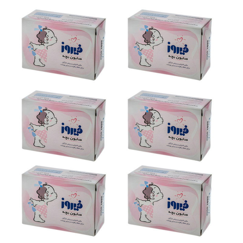 صابون کودک فیروز مدل روغن نارگیل وزن 100 گرم مجموعه 6 عددی