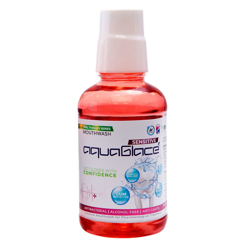 خرید و قیمت دهان شویه آکواگلاس مدل Sensitive حجم 500 میلی لیتر