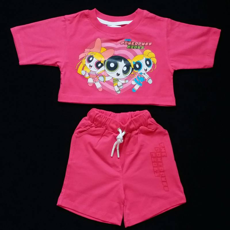 ست تی شرت و شلوارک دخترانه مدل کارتونی MM2003