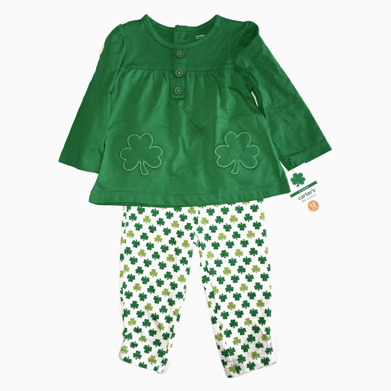 ست تی شرت استین بلند و شلوار نوزادی کارترز مدل برگ CKT-574