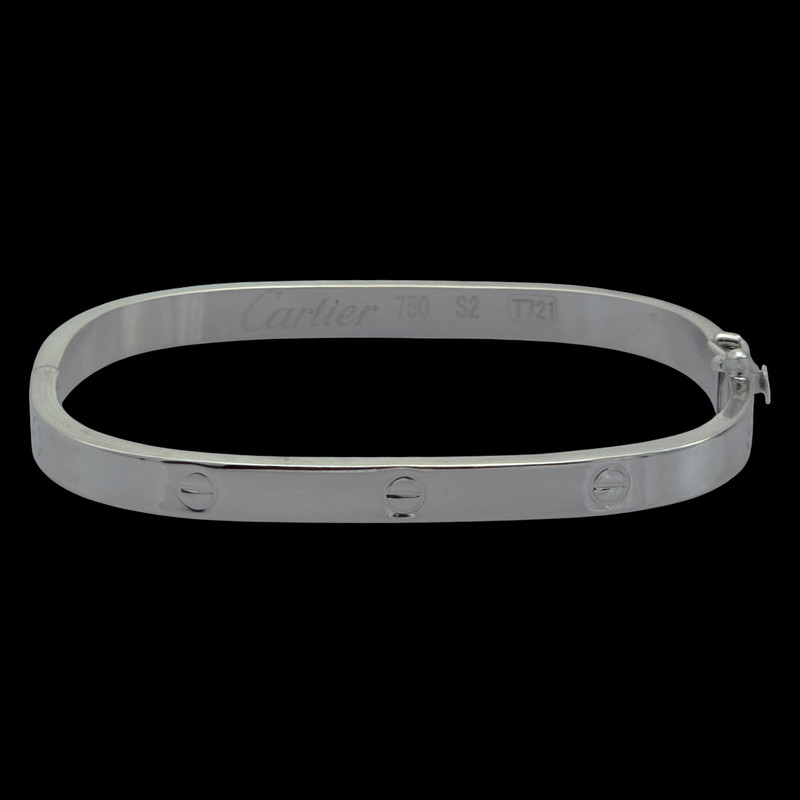 دستبند النگویی طلا 18 عیار زنانه گالری رحمانی مدل کارتیه لاو مربعی کد s02