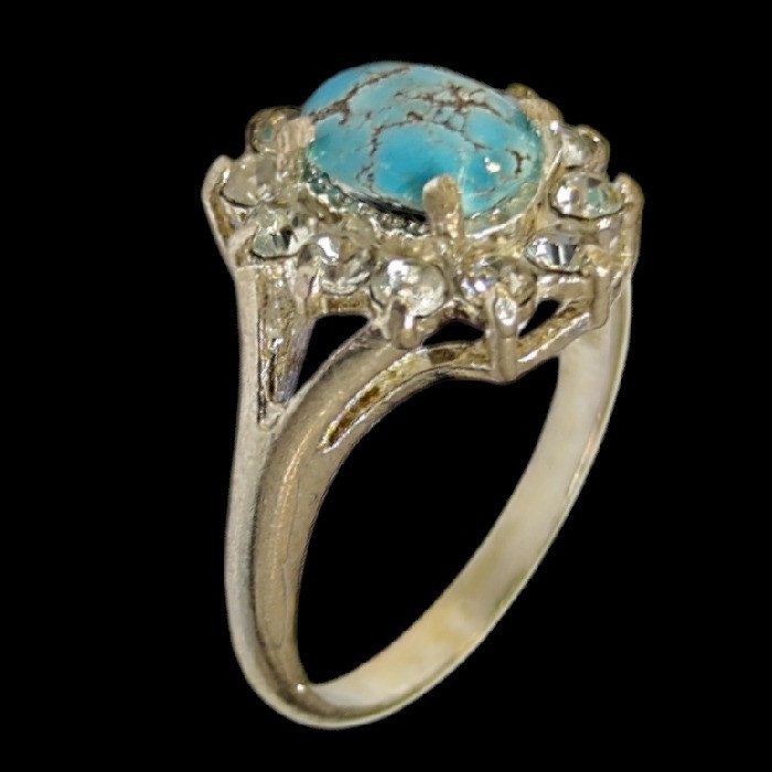 خرید و قیمت انگشتر نقره زنانه مدل سنگ فیروزه نیشابور مخراج برلیان کد ۷۷۷