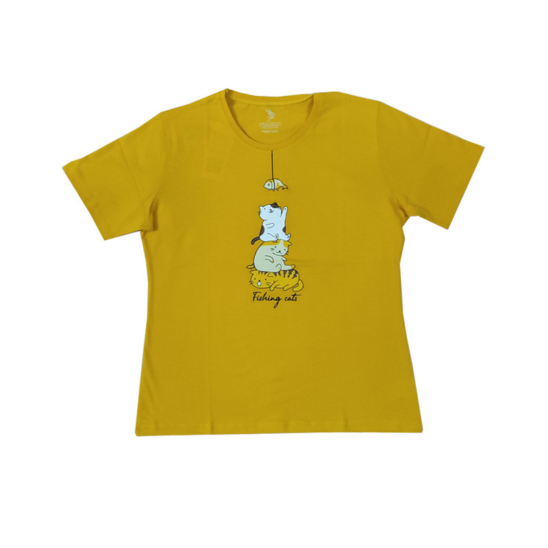 خرید و قیمت تی شرت آستین کوتاه زنانه مدل گربه ماهی کد 03