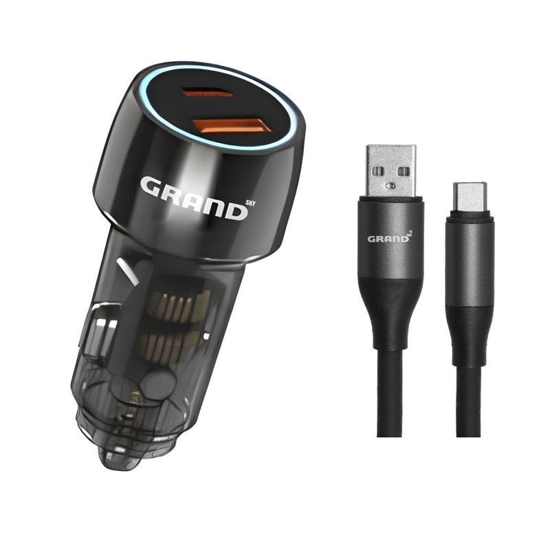 شارژر فندکی 48 وات گرند مدل GC-06 به همراه کابل شارژ Type-C