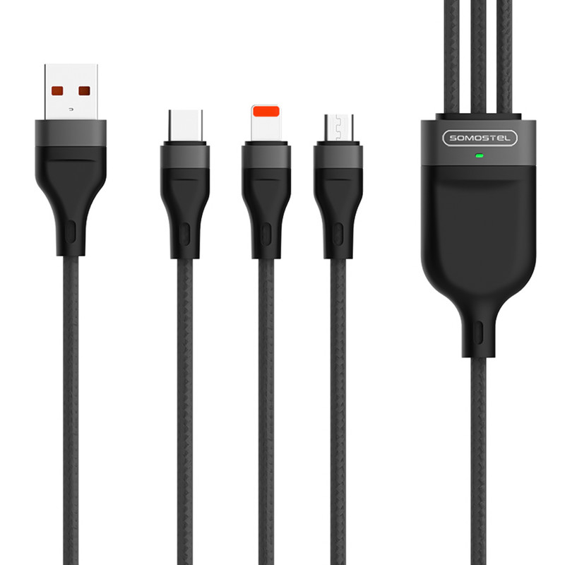 خرید و قیمت کابل تبدیل USB به microUSB / USB-C / لایتنینگ سوموس تل مدل BW14 طول 1.2 متر