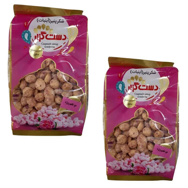 شکر پنیر دو طعم گل محمدی و زعفران دست گزار - 400 گرم مجموعه 2 عددی