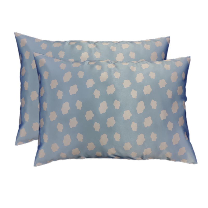 رو بالشی مدل ساتن ابریشم طرح ابر مجموعه 2 عددی