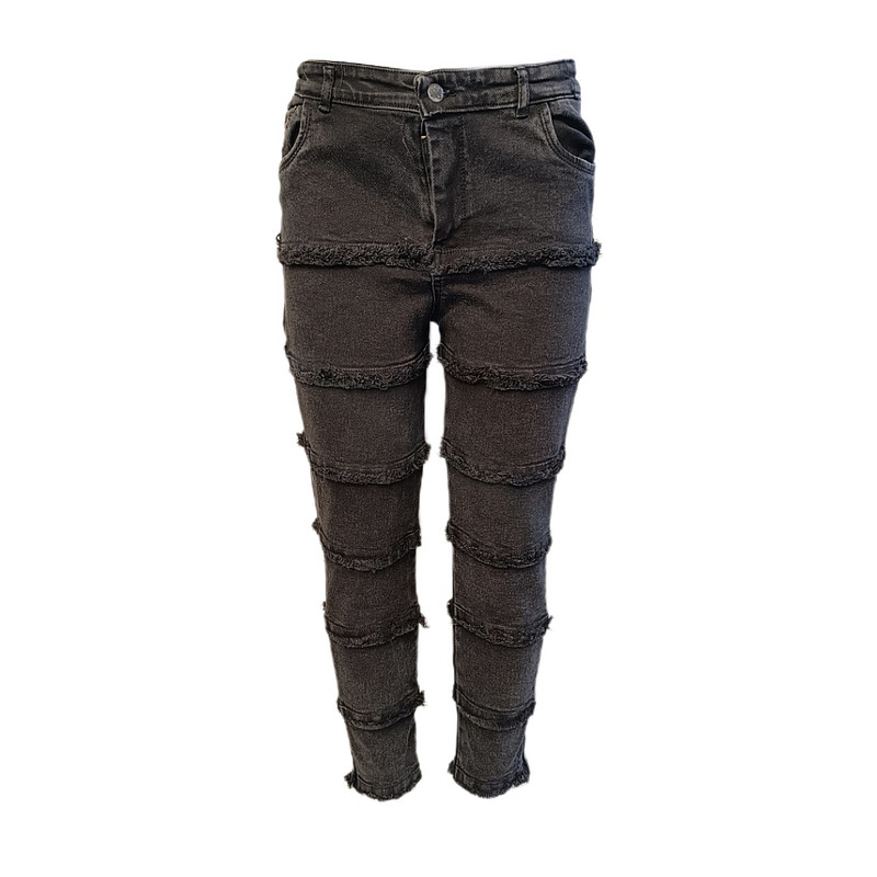 خرید و قیمت شلوار جین زنانه مدل ریش ریش رنگ ذغالی